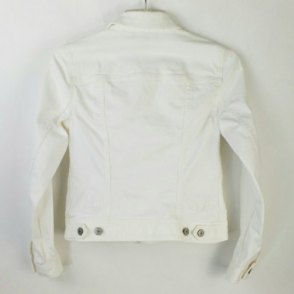 Talbots Button Front Long Sleeve Denim Jacket Women White Embroidered 0-2 Petite - Picture 16 of 16
